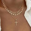 HTUTWOO Cross Necklace for Women,Stackable Stacked Stacking Layering Layered Necklaces Dainty Paperclip Box Flat Mariner PendantSimple Jewelry Gift - 2 of 4