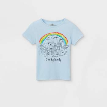 Toddler Girls' Sesame Street 'One Big Family' Short Sleeve Graphic T-Shirt - Blue