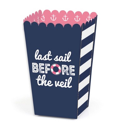 Big Dot of Happiness Last Sail Before the Veil - Nautical Bridal Shower and Bachelorette Party Favor Popcorn Treat Boxes - Set of 12