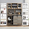 Whizmax Farmhouse Coffee Bar Cabinet with Sliding Barn Doors,Wine Cabinet with Wine&Glasses Rack,Tall Sideboard Buffet Cabinet for Kitchen,Dining Room - 4 of 4