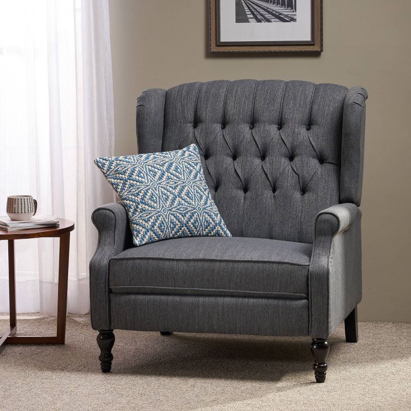 Apaloosa Oversized Wingback Press-Back Recliner&#160;Charcoal - Christopher Knight Home, 3 of 9
