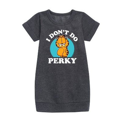 - Garfield - I Don't Do Perky Graphic Short Sleeve Fleece Dress