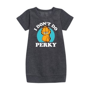 - Garfield - I Don't Do Perky Graphic Short Sleeve Fleece Dress - 1 of 3