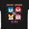 Sonic The Hedgehog Classic 16 Bit Pixel Sonic and Friends with Text on Black Short Sleeve Girls T-Shirt - 2 of 3