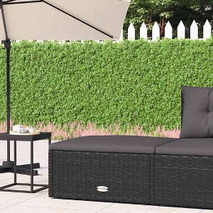 vidaXL Patio Footstool with Cushion Black Poly Rattan - 1 of 4