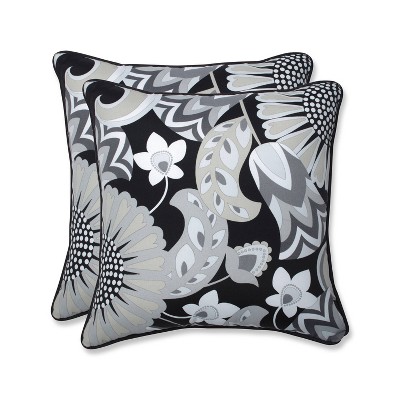 Outdoor/Indoor Sophia Black Throw Pillow Set of 2 - Pillow Perfect