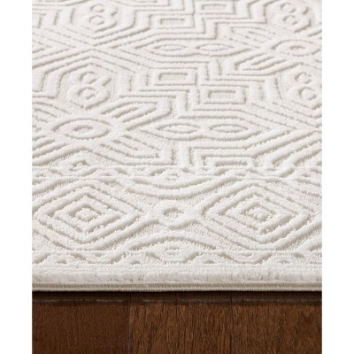 Ivory Greige Synthetic Reversible Rectangular Area Rug 6'6" x 9'6"