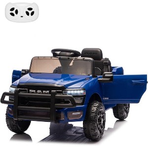 12V Ride on Truck Car with Remote Control, Battery Powered Electric Car with Music, Spring Suspension, 3 Speeds, Gift for Boys Girls - 1 of 4