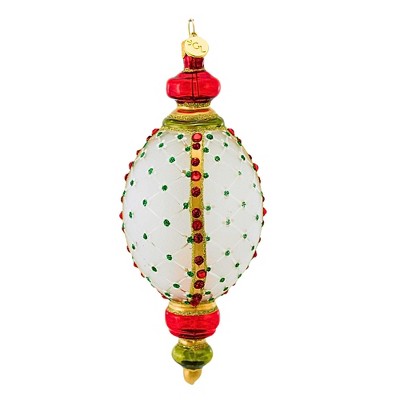 Glitter Lab 6.0 Inch Translucent Oval Drop Christmas Tree Ornament , Christmas Decor Poland Glass Holiday (1PC)