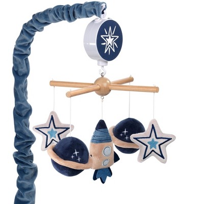 Lambs & Ivy Sky Rocket Planets/Stars Musical Baby Crib Mobile Soother Toy- Blue