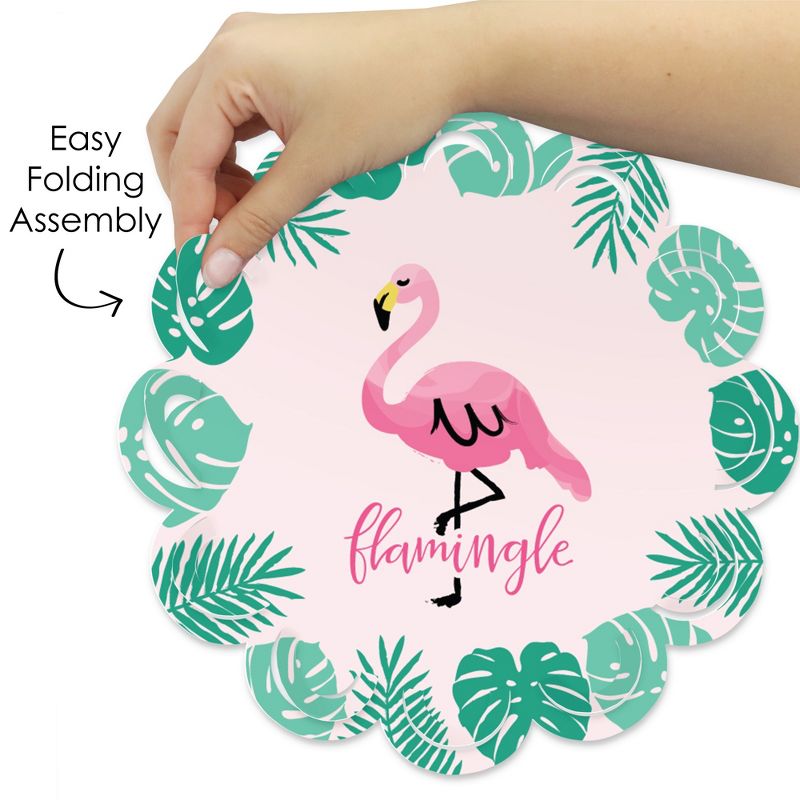 Big Dot of Happiness Pink Flamingo - Tropical Summer Party Round Table Decorations - Paper Chargers - Place Setting For 12, 5 of 9