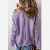 Amaryllis Women’s Long Sleeve Textured Waffle Knit Patchwork Pullover Contrast Washed Casual Fit Raw Hem - 2 of 4