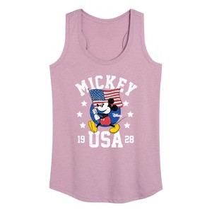 Women's - Disney - Mickey Waving Flag USA Graphic Racerback Tank - 1 of 4
