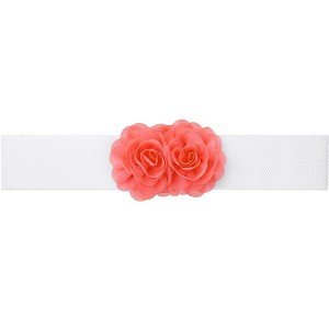 INSPIRE CHIC Women's Large Chiffon Rose Double-Flower Elastic Stretch Wide Corset Waist Belt 1 Pc - 1 of 4