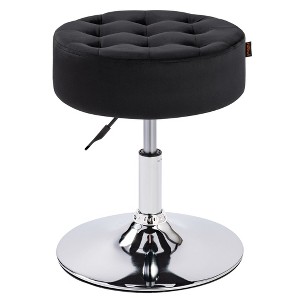 Furniliving Mid-Century Tufted Adjustable Swivel Makeup Ottoman Stool, Velvet, Big Size Round Vanity Stool Chair for Bedroom/Living Room - 1 of 4