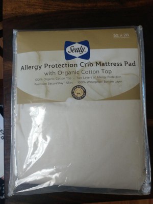 Sealy Quilted Crib Mattress Pad with Organic Cotton Top