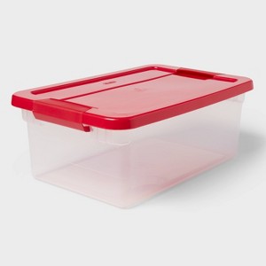 15qt Latching Clear Storage Box - Clear Base Rocket Red Lid and Latch - Brightroom™ - 1 of 3