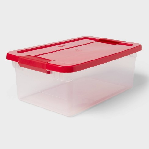 15qt Latching Clear Storage Box - Clear Base Rocket Red Lid and Latch - Brightroom™ - image 1 of 3