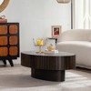KIGFTSOD Oval Coffee Table Handcrafted Relief Sturdy Pedestal Wooden Olive-Shaped Tea Table for Living Room - 2 of 4