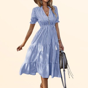 sachin and babi light blue dress Striped Midi Dresses main image 1