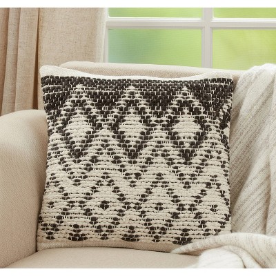 Black and White Diamond Woven Cotton Euro Pillow Cover