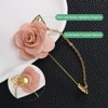 Unique Bargains Wedding Camellia Flower Lapel Pin with Leaf Brooch for Men Suit 3.5 x 1.6 Inch 1 Pc - 2 of 4
