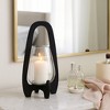 Decorative Glass Lantern Candle Holder with Wood Handle - Stylish Pillar Candlestick Holder for Table Centerpiece or Living Room Decor - 15", Black - 2 of 4