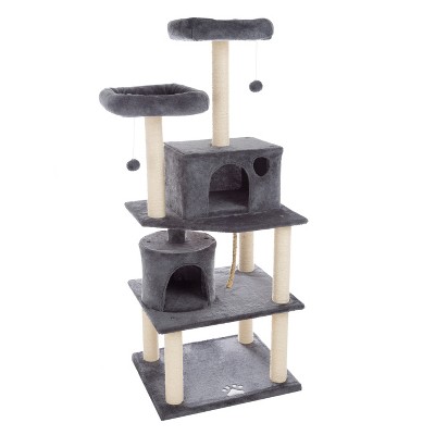 Pet Adobe 5-Tier Cat Tower and Kitty Condo, Gray