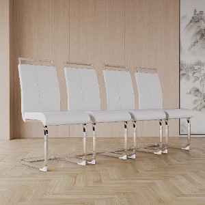 CAVINAS Modern Dining Chairs, Faux Leather High Back Upholstered Side Chair with C-shaped Tube Metal Legs, Guest Office Chair - 1 of 4