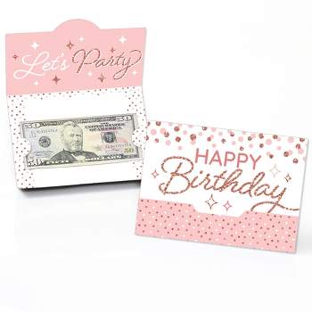 Big Dot of Happiness Pink Rose Gold Birthday - Happy Birthday Party Money And Gift Card Holders - Set of 8