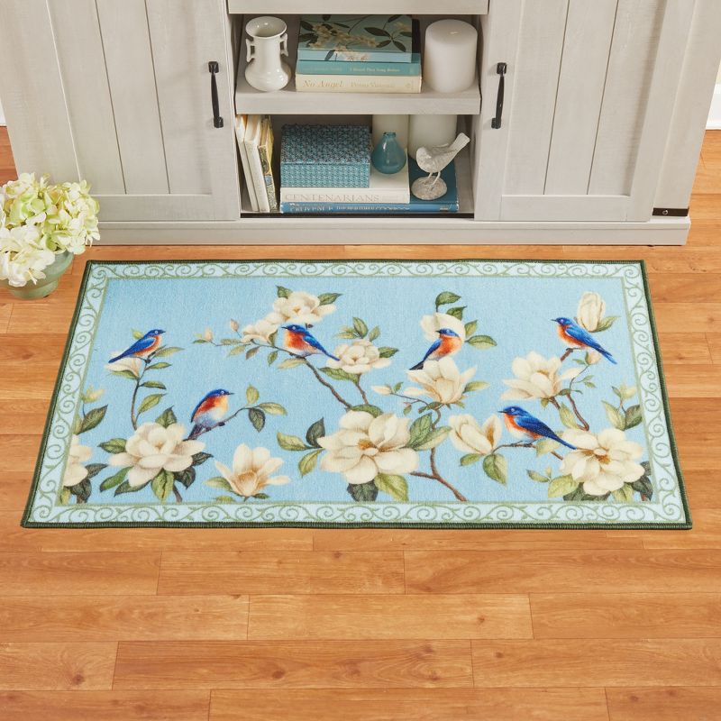 Collections Etc Magnolia and Blue Birds Skid-Resistant Accent Rug, 2 of 5
