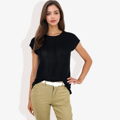 Anna-Kaci Women's Sleeveless Knit Top With Seam Front Detail
