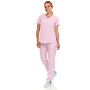 MediChic Women's V-Neck Scrub Set Straight Leg Six Pocket Cargo Scrub Pants with 4-Way Stretch Scrubs Sets - 1 of 4