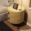 Jojoka Round Side Table With Drawers, Modern Bedside Table With Storage, Circular Wooden Side Table with Metal Legs for Living Room, Bedroom - 4 of 4