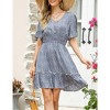 Women's Summer Floral Short Sleeve V Neck A-Line Midi Dress Blue XL - 2 of 4