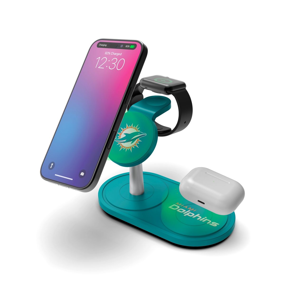SOAR NFL 3-in-1 Wireless Charging Station- Miami Dolphins - thumbnail 2