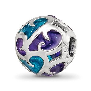 Black Bow Jewelry Sterling Silver Purple & Blue Filigree Glitter Enameled Bead Charm - 1 of 4