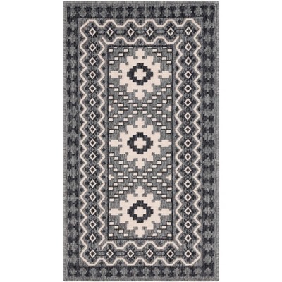 Charcoal Ivory Synthetic 2' x 3'7" Easy-Care Outdoor Rug