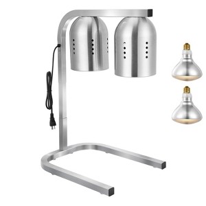 VEVOR Food Heat Lamp, 500W Bulbs, Commercial Food Warmer Light, Electric Stainless Steel French Fry Heating Lamp, Free-standing, Silver - 1 of 4