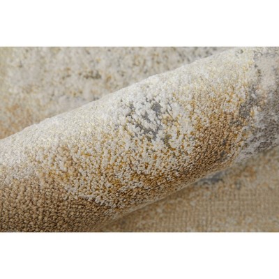 Gray and Gold Abstract Rectangular Synthetic Area Rug