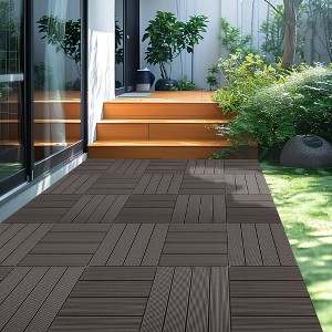 9 PCS heavy-duty & recyclable Wood-Plastic Interlocking Deck Tiles 11.8" x 11.8"- Waterproof Outdoor and Indoor Flooring for Patio - 1 of 4