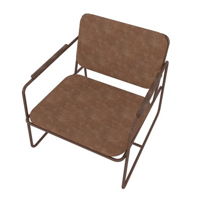 Elegance White Faux Leather Low Accent Chair with Steel Frame