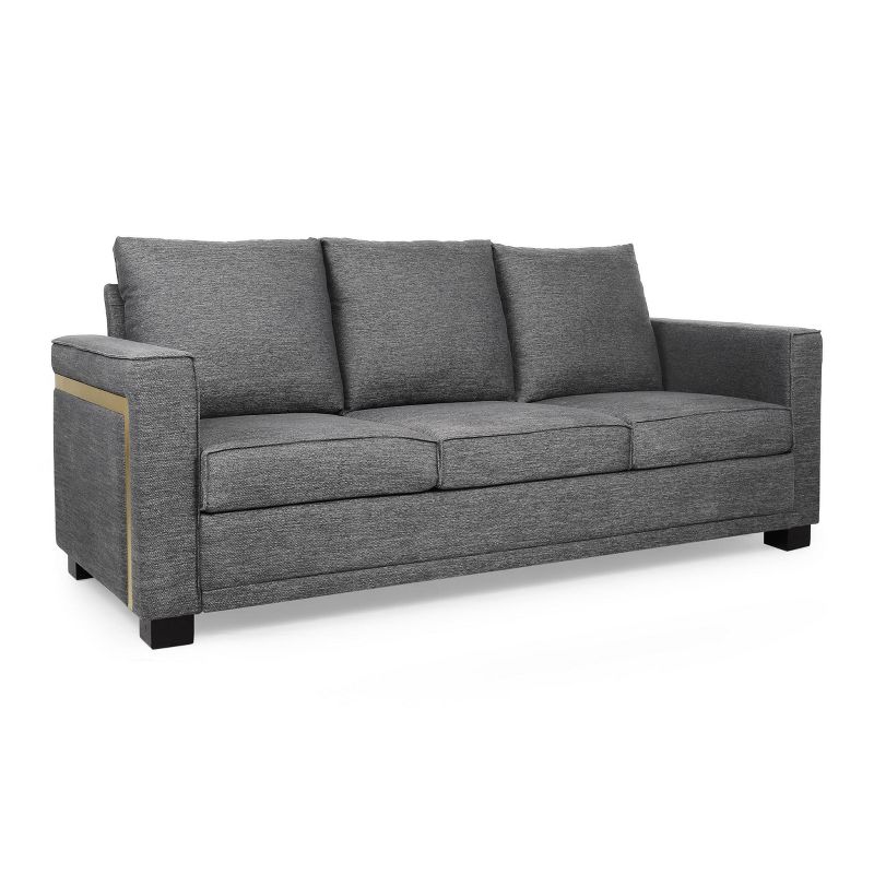 Clarkdale Contemporary Upholstered 3 Seater Sofa Charcoal/Dark Brown - Christopher Knight Home, 1 of 10