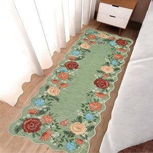 Acekool Washable Floral Area Rug – Soft Low Pile, Non-Slip, Foldable Vintage Design for Living Room & Bedroom - 1 of 4