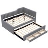 CAVINAS Twin/Full Size Solid Wood Upholstered Daybed Bed Frame with Trundle & 3 Storage Drawers,No Box Spring Needed - 4 of 4