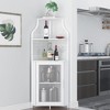 Corner Wine Bar Rack Cabinet with Detachable Wine Rack, Home Bar Cabinet with Barn Door and Adjustable Shelf - 3 of 4