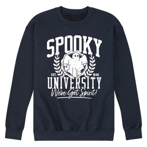 Men's Instant Message Halloween Ghost We've Got Spirit Graphic Fleece Sweatshirt - Navy - Small - 1 of 4