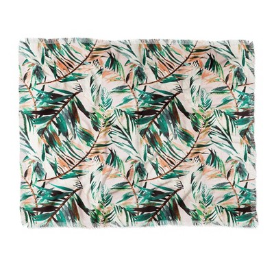 Marta Barragan Camarasa Tropical Leaf Desert Woven Throw Blanket Green - Deny Designs