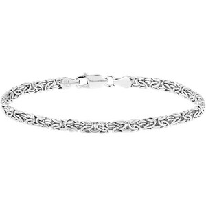 Italian 925 Sterling Silver Bracelet, 4mm Flat Byzantine Link Chain for Women and Teens, Made in Italy - 1 of 4
