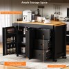 Ridstar 74.8 in. W Kitchen Storage Island with 3 Drawers, Extendable Dining Table & Spice Rack For Kitchen-Black - 4 of 4